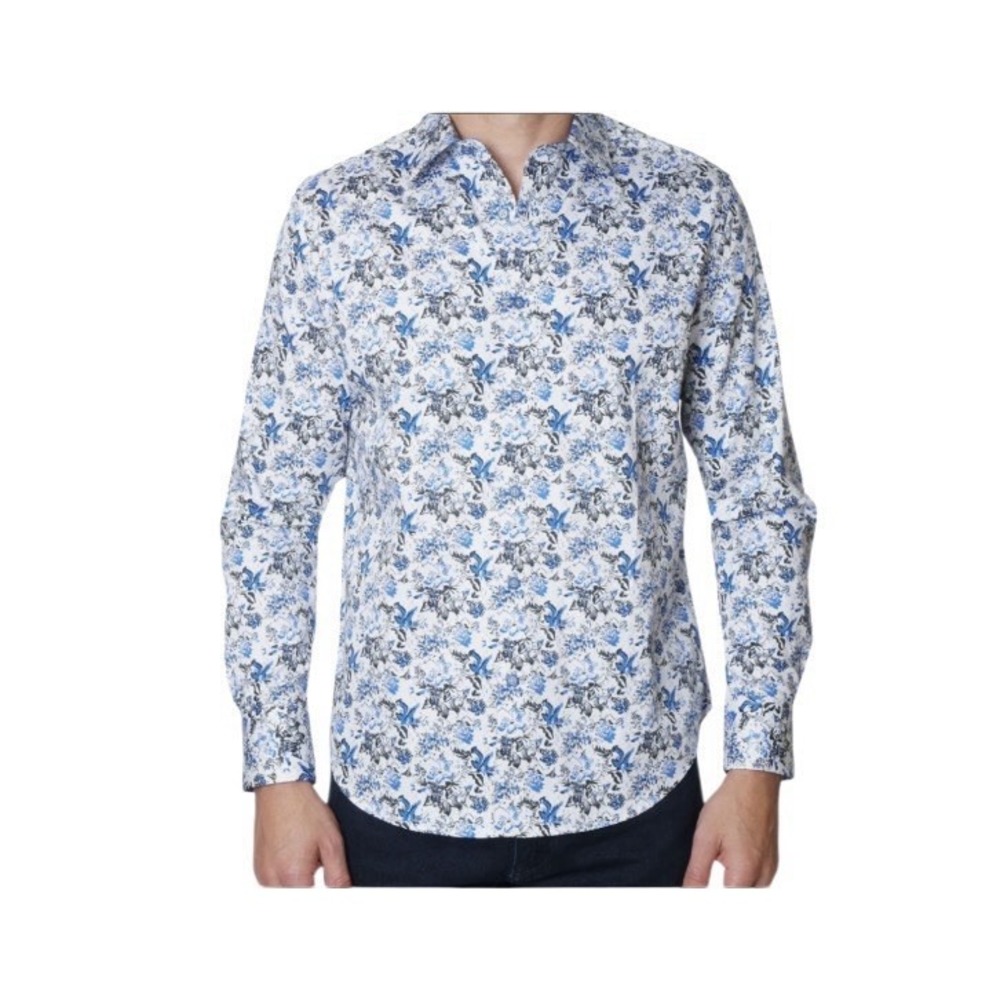 Robert Graham Valdez Floral Print Long Sleeve Shirt Up Shirt Men Large Boho